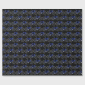 blauwe fiets op zwart verpakkingspapier cadeaupapier (Vlak)