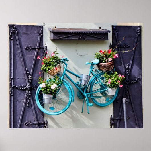 Blauwe fiets poster (Voorkant)