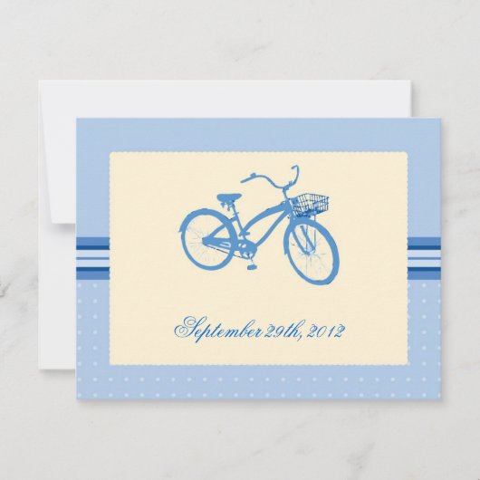 Blauwe fiets Sla de datum-aankondiging op Save The Date (Voorkant)