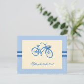 Blauwe fiets Sla de datum-aankondiging op Save The Date (Staand voorkant)