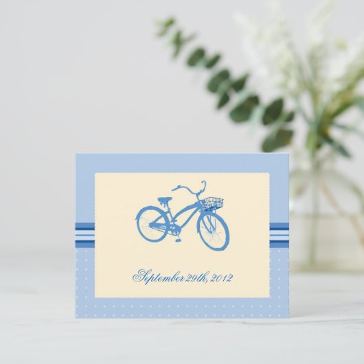 Blauwe fiets Sla de datum-aankondiging op Save The Date (Staand voorkant)