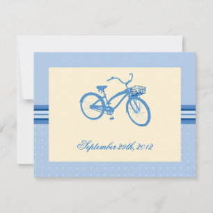 Blauwe fiets Sla de datum-aankondiging op Save The Date