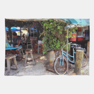 Blauwe fiets theedoek