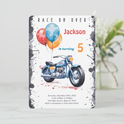 Blauwe Fiets Verjaardag Kaart (Staand voorkant)