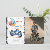 Blauwe Fiets Verjaardagsfoto Kaart (Staand voorkant)