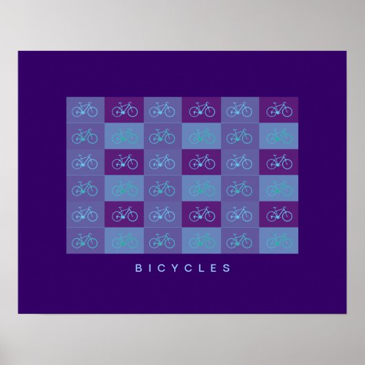 blauwe fietsen die afdrukken maken poster (Voorkant)