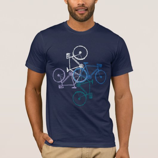 Blauwe fietsen met fietskooi T-shirt (Voorkant)