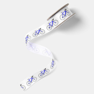 Blauwe fietsen op wit satijnen lint