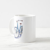 Blauwe fietsentekening koffiemok (Voorkant links)