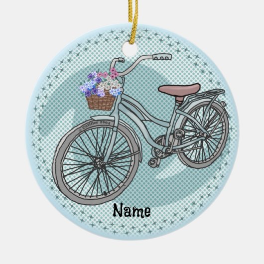 Blauwe Fietsornament Keramisch Ornament (Voorkant)