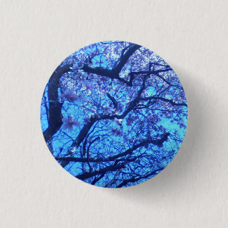 Blauwe filialen bloeien ronde button 3,2 cm