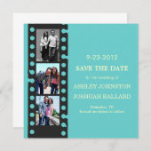 Blauwe filmstrips opslaan datum invullen save the date (Voorkant / Achterkant)