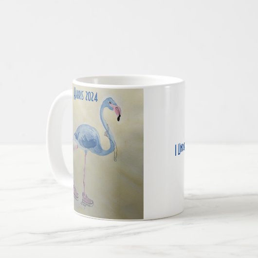 Blauwe flamingo met parels mok (Voorkant links)