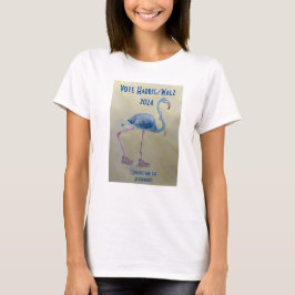 Blauwe Flamingo met Parels T-shirt Stem Harris/Wal