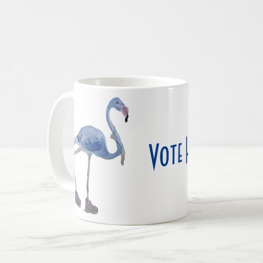 Blauwe FLAmingo met Pearls mok. Stem Harris 2024 Koffiemok (Voorkant links)