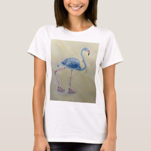Blauwe Flamingo met Pearls T-shirt