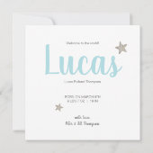 Blauwe Flat Birth koningsjongetfoto van ster Aankondiging (Achterkant)