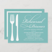 BLAUWE FLATWARE | REPETITIEDINER UITNODIGEN UITNODIGING BRIEFKAART (Voorkant / Achterkant)