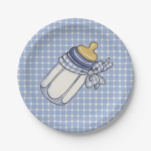 Blauwe fles papieren bordje (Voorkant)