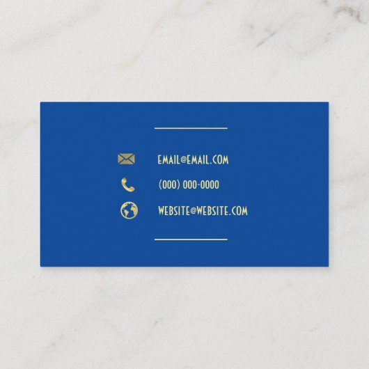 Blauwe flesfles met schouderwand Mixoloog Visitekaartje (Achterkant)