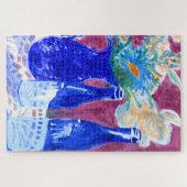 Blauwe flesje stille puzzel (Horizontaal)