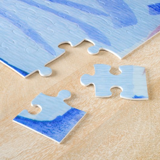 Blauwe flesje stille puzzel legpuzzel (Zijkant)