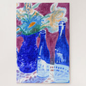 Blauwe flesje stille puzzel legpuzzel (Verticaal)