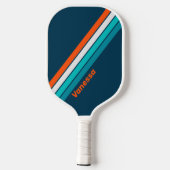 Blauwe flesvlieg gestreept met naam pickleball paddle (Achterkant)