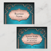 Blauwe fleur de lis brons Victoriaans damast Visitekaartje (Voorkant / Achterkant)