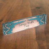 Blauwe fleur de lis koper Victoriaans Naambordje (Zijkant)