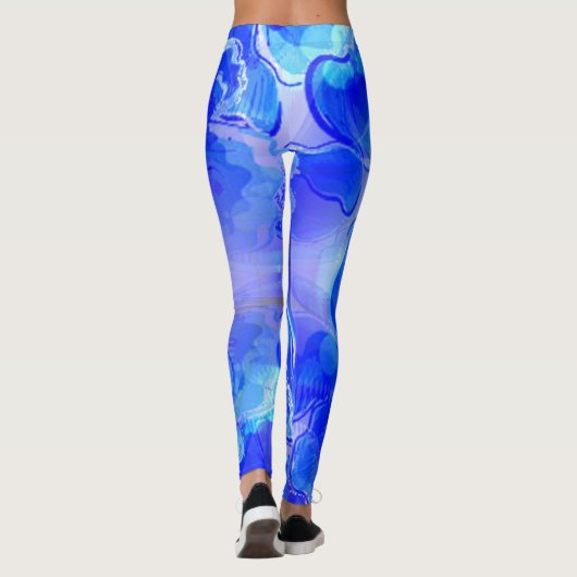 Blauwe fleur leggings (Achterkant)