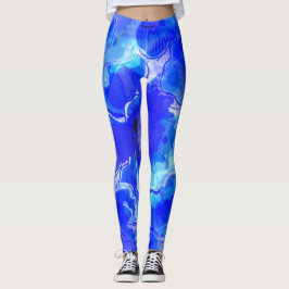 Blauwe fleur leggings
