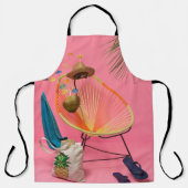 Blauwe flip-flop naast de stoel schort (Voorkant)