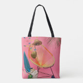 Blauwe flip-flop naast de stoel tote bag (Achterkant)