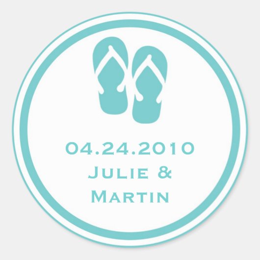Blauwe flip flop string bruiloft gunst label zegel (Voorkant)