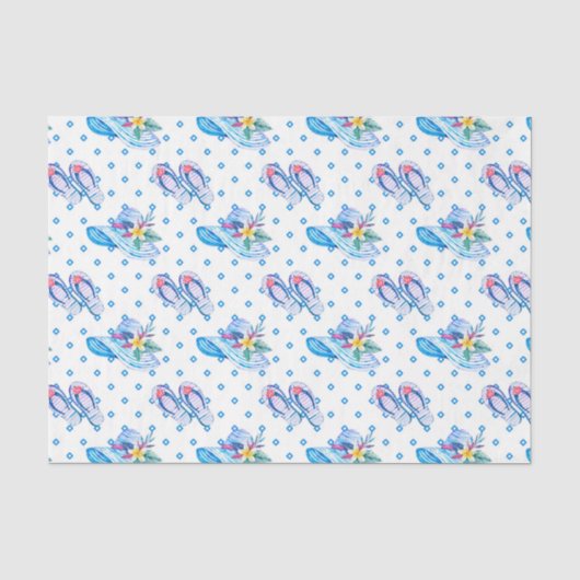 Blauwe Flip Flops en Zonnehoed Tissuepapier (Voorkant)