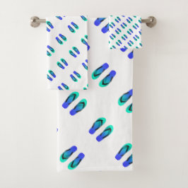 Blauwe Flip Flops Kinderen Wit Bad Handdoek