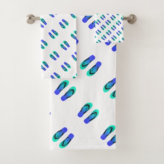 Blauwe Flip Flops Kinderen Wit Bad Handdoek (Insitu)