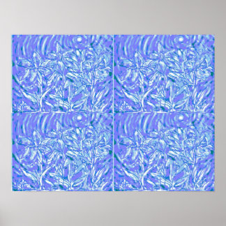 Blauwe flora 1 poster