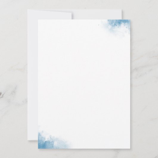 Blauwe flora| Elegante jurk ontwerp bruiloft Kaart (Achterkant)