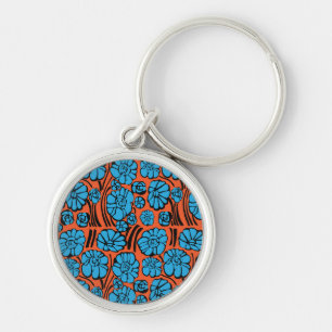 Blauwe flora sleutelhanger