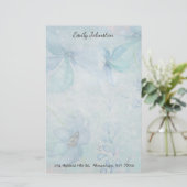 Blauwe Floral - Aangepaste schrijfbenodigdheden Briefpapier (Staand voorkant)