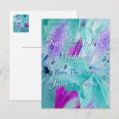 Blauwe Floral Aankondigingskaart (Voorkant / Achterkant)