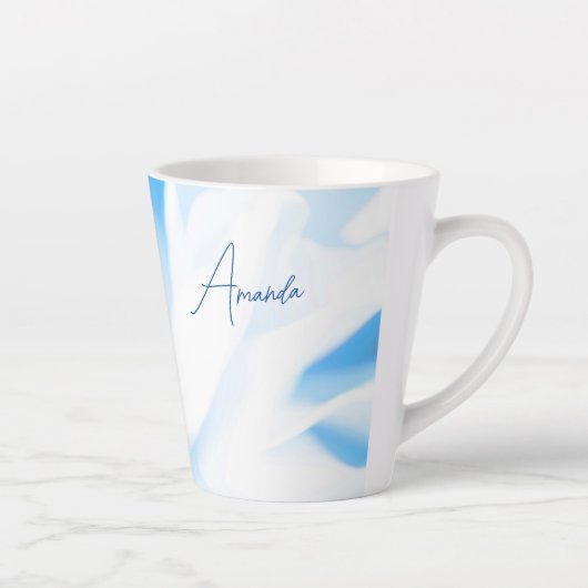 Blauwe Floral afdrukken Kleine latte Mok (Rechts)