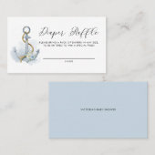 Blauwe Floral Anchor Nautical Diaper Kaart Raffle Plaatskaartje (Voorkant / Achterkant)