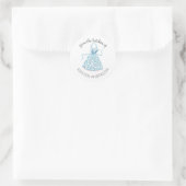 Blauwe Floral Apron uit de keuken Ronde Sticker (Tas)
