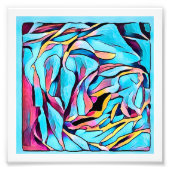 Blauwe Floral Art Print Foto Afdruk (Voorkant)