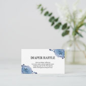 Blauwe Floral Baby shower Diaper Raffle Informatiekaartje (Staand voorkant)