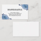 Blauwe Floral Baby shower Diaper Raffle Informatiekaartje (Voorkant / Achterkant)