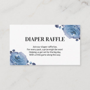 Blauwe Floral Baby shower Diaper Raffle Informatiekaartje